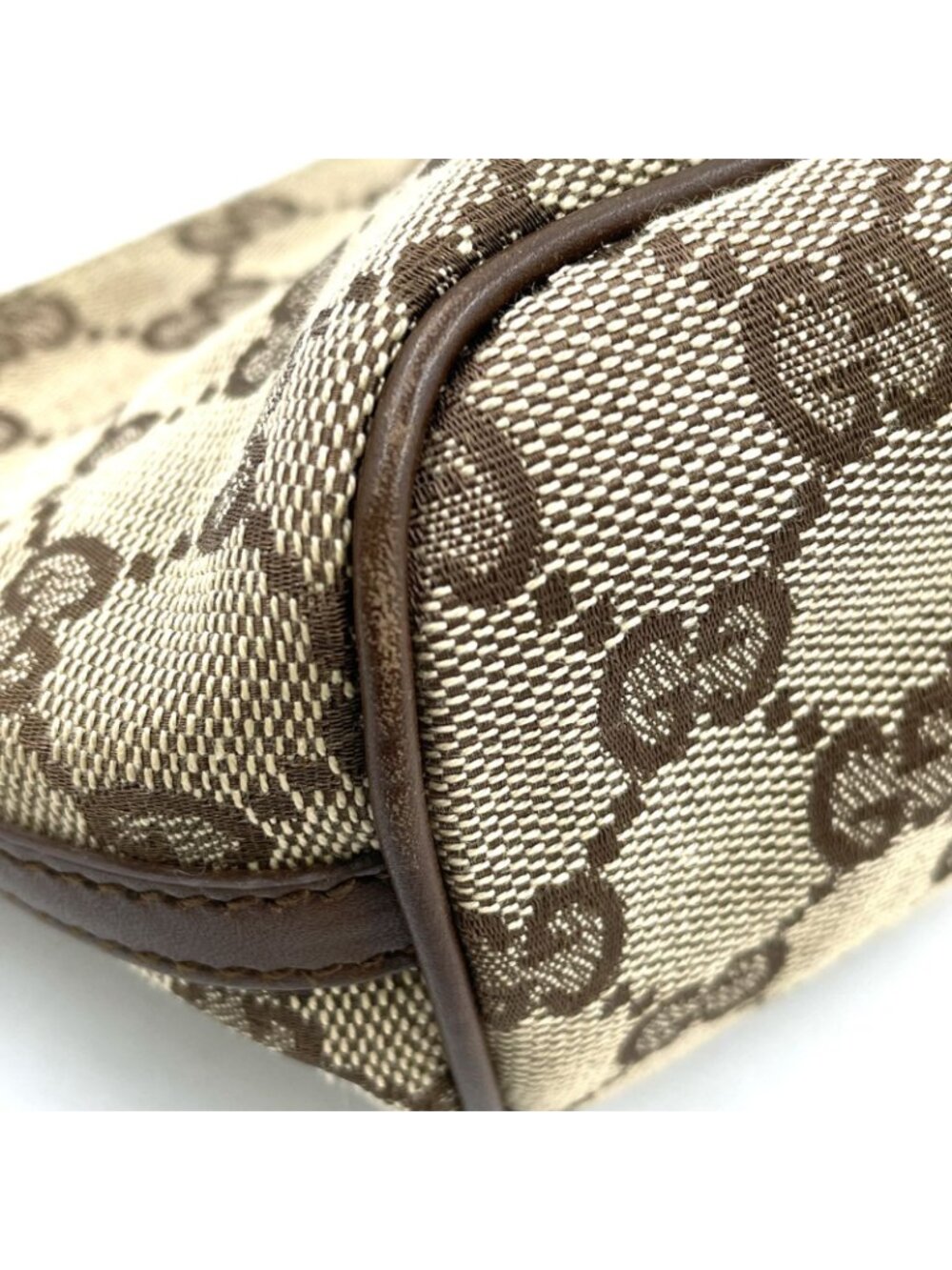 Gucci GG Canvas Pouch Brown Light Handbag Silver - Picture 7 of 13